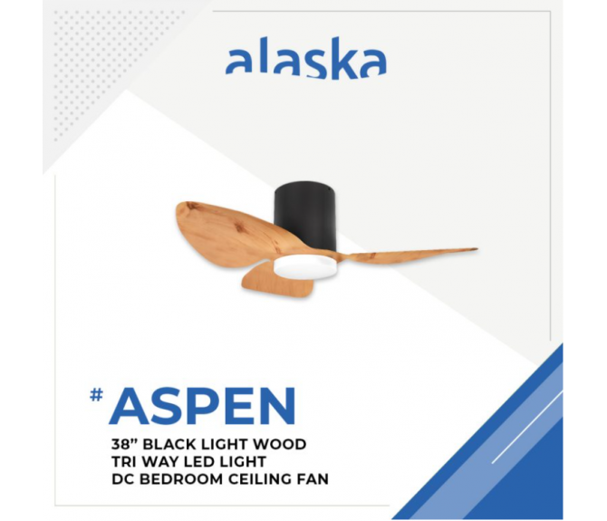 Alaska ASPEN III Dc Ceiling Fan 38"  With LED Light For Home And Living Room