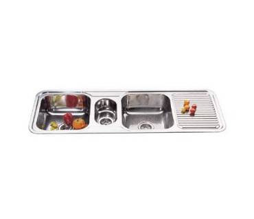 Monic i-1320 Stainless Steel Inset Mount Reversible Double Bowl with Drainer Kitchen Sink